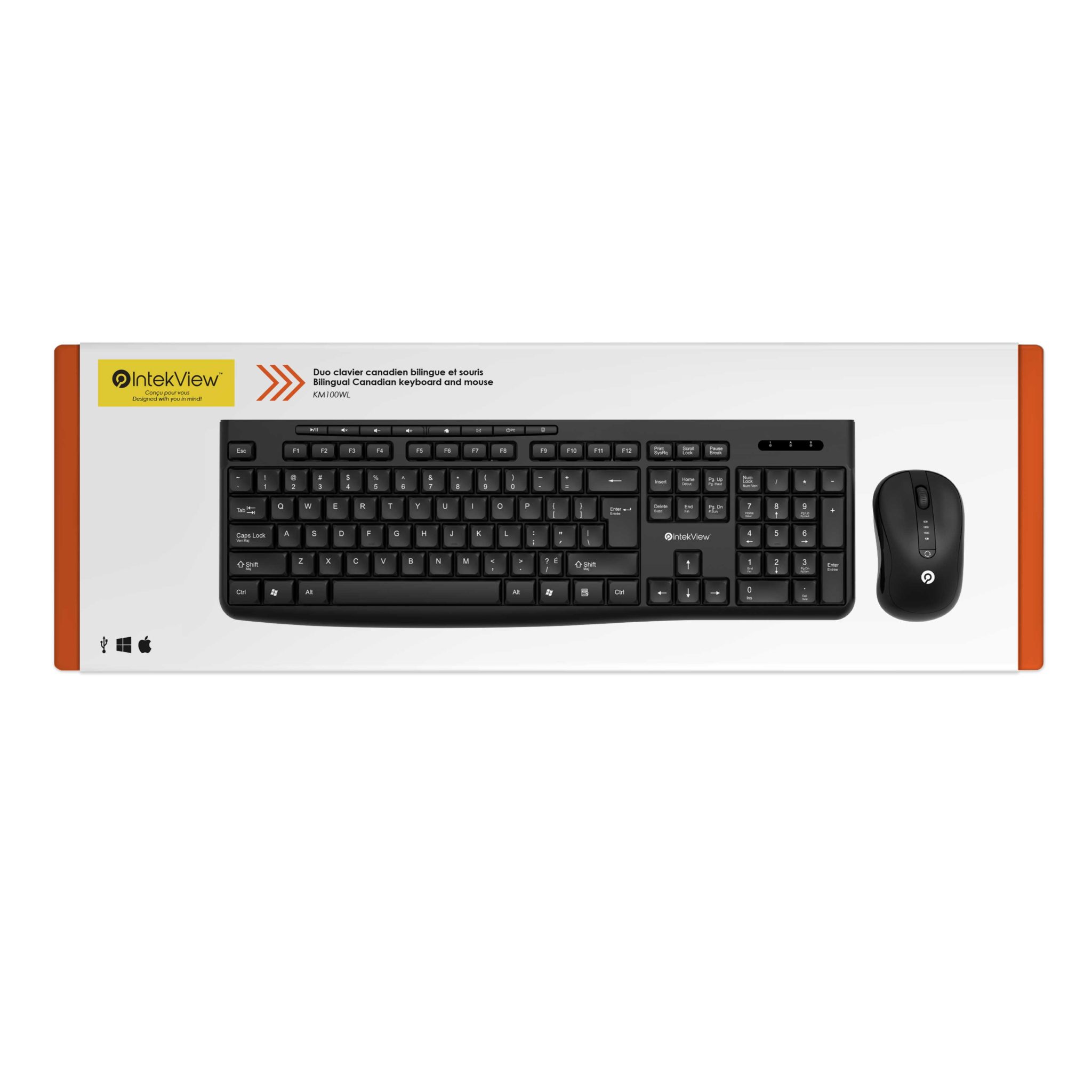 Bilingual Canadian Keyboard and Mouse Wireless – KM100WL – IntekView